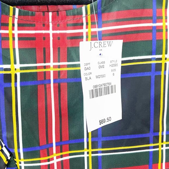 J. Crew 6 NWT Womens Red Black Tartan Ruffle Tank Top Blouse - Picture 5 of 8
